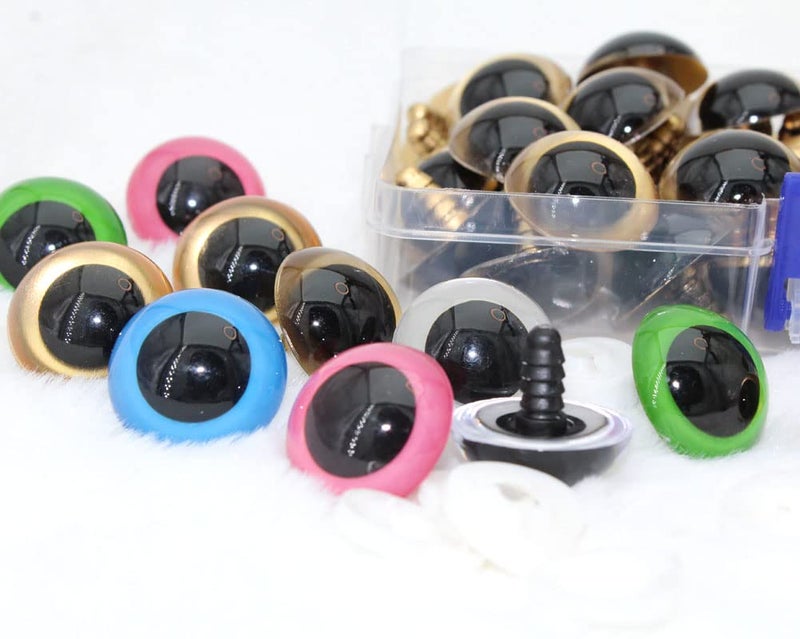 BESTCYC 30Pcs 24mm Large Peach Pink Plastic Safety Eyes Craft Eyes with Washers for Plush Animal, Doll, Puppet - Image 4